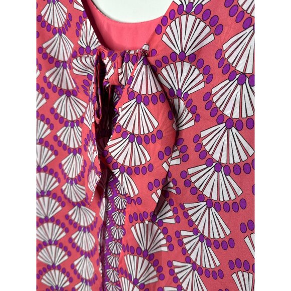 Kaari Blue Pink Shell Print Tank Top Size M Sleeveless Blouse - Picture 3 of 9